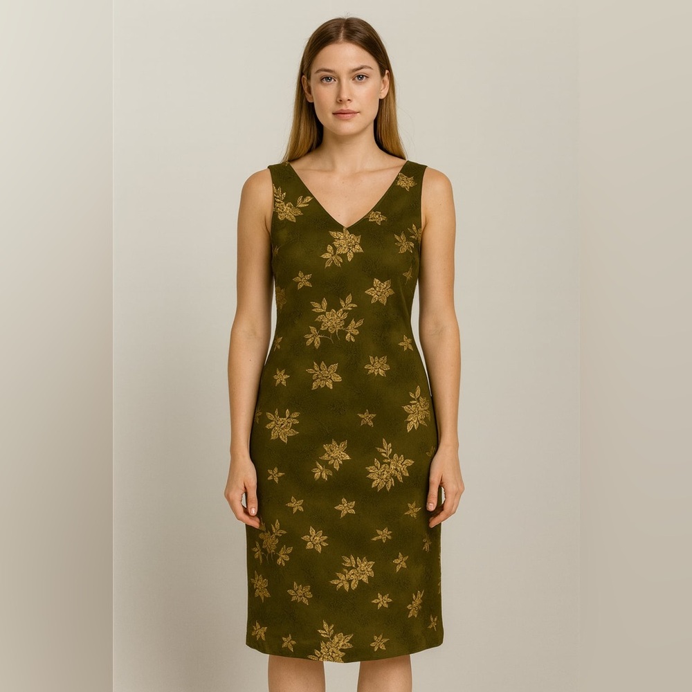 Kathie Lee Collection Olive Floral Midi Dress FRIENDS Phoebe Buffay inspired
